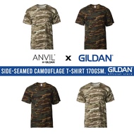 GILDAN x ANVIL Premium Cotton Side-seamed Camouflage T-Shirt 939 Unisex Adult Midweight Classic Fit 