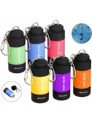 1入組 迷你鑰匙扣手電筒 Usb 充電,適用於成年人登山露營小型 Led 手電筒,背包/腰帶防水口袋手電筒