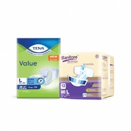 Tena Value Tape Adult Diapers L  + Banitore Tape Adult Diapers M/L