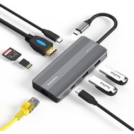 8 in 1 USB C Hub, with 100W Power Delivery, 8K@30Hz / 4K@120Hz HDMI 2.1 Port, 10Gbps USB C 3.1 Ports