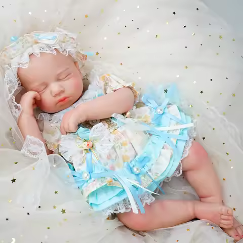 Full Body Silicone Reborn Baby Girl 18.9Inch Loulou 1:1 Lifelike Silicone Bebe Washable Newborn Doll