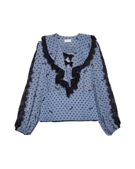 Kloset Design Lace-Trim Top (PF25-T012-F)  เสื้อเบลาส์ผ้าชีฟองลายจุด