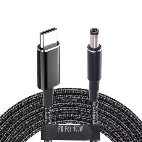 USB C to 5.5mm Adapter Cable Braided 19V 20V 100W Power Bank Battery Pack Charging Supply Type C Mal
