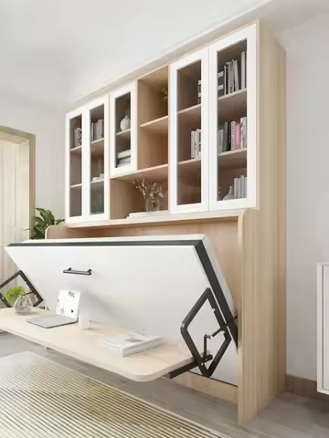 Multifunctional Invisible Desk Bed Bookcase Rotary Rollover Bed Wardrobe Integrated Jue Murphy Bed b