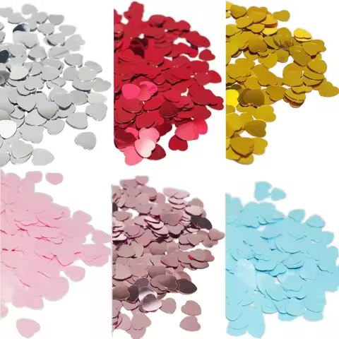 Rose Gold Red Love Heart Confetti Glitter Paper Satin Fabric Heart Petals Table Bed Heart Confetti W