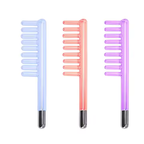 3PCS Hair Comb Dandruff Removal Glass Smoothes Hair Comb Shaped Probe For High Frequency Electrother