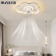 MUSHIQI [จัดส่งฟรี]โคมไฟพัดลมติดเพดานโคมไฟติดเพดานโคมไฟติดเพดาน LED สไตล์นอร์ดิกคริสตัลโคมไฟพัดลมห้องนอนโคมไฟติดเพดานโคมเพดานโคมไฟติดเพดานพร้อมพัดลมเรียบง่ายสไตล์ทันสมัยห้องพัดลมไฟฟ้าโคมไฟพัดลม