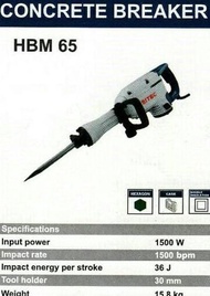 CONCRETE BREAKER BITEC HBM 65 / JACK HAMMER / DEMOLITION HAMMER BETON