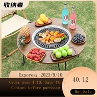 🔥Hot selling🔥 Outdoor Grill Household Smoke-Free Barbecue Portable Folding Barbecue Table Charcoal Barbecue Outdoor Cour
