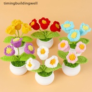 Twsg 1 Piece Creative Crochet Flower Artificial Plant Knitted Rose Flower Potted Graduation Gift Wed