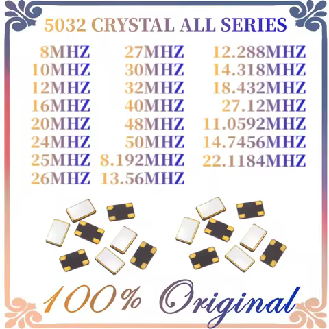 10pcs Original 5032 4Pin 8MHZ 10MHZ 11.0592MHZ 12MHZ 13.56MHZ 16.000MHZ 20MHZ 24MHZ 25MHZ 27MHZ smd 