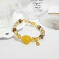 黃膠花龍龜設計手鍊/招財助事業、消除負能量之搭配水晶