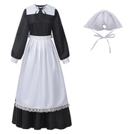 Women's Colonial Costume Dress with Apron and Bonnet Hat - Historical Fashion for Events