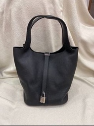 愛馬仕 Hermès Picotin 26 菜籃子 黑色 TC皮 銀扣｜X刻