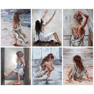 RUOPOTY 60x75cm/50x65cm/40x50cm Frame Paint By Number Kits For Adult Girl Coloring By Number Figure 