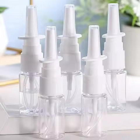 5pcs 10ml/20ml/30ml White Empty Plastic Nasal Spray Bottles Pump Sprayer Mist Nose Spray Refillable 