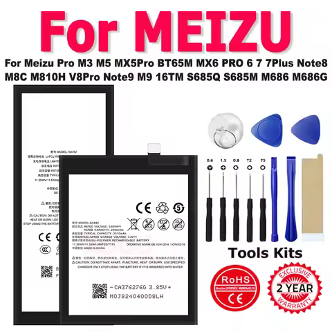 New Battery For Meizu Pro M3 M5 MX5Pro BT65M MX6 PRO 6 7 7Plus Note8 M8C M810H V8Pro Note9 M9 16TM S