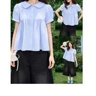 Korean Kate Plaid Babydoll Shirt, Cute and Pretty Sleeves_A5925