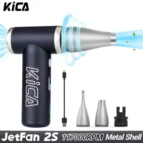 KiCA JetFan 2S Portable Air Blower 117000RPM Rechargeable Mini Fan, Metal Shell Extreme Mode, Campin