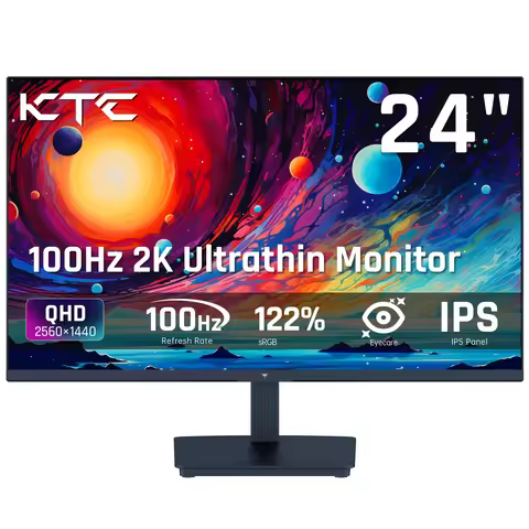 KTC 24 Inch QHD 100Hz Computer Monitor IPS 2K, 1300:1 HDMI2.0 & Display Port 1.4, PC Monitor for Gam