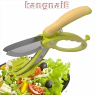 KANGNAI Salad Chopper, Double Blades Stainless Steel Salad Scissors, Two In One With Spring-Loaded S
