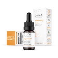 Vegan D3 + K2 Organic 100% Liposomal | 180 Servings | Maximum Absorption Vitamin D3 and Vitamin K2 S