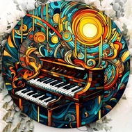 HELLOYOUNG 8x8 Piano Keys Metal Sign Music Notes Wall Art Farmhouse Decor for Bedroom Porch