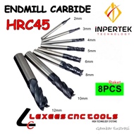 Paket 8 Endmill HRC45 HRC55 HRC65 Endmill Carbide 2 3 4 5 6 8 10 12