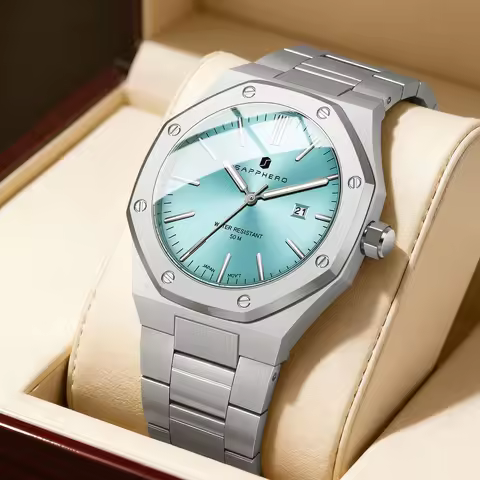 SAPPHERO Fashion Men's Watches Stainless Steel Watches Men's Business Watches Date Display Waterproo