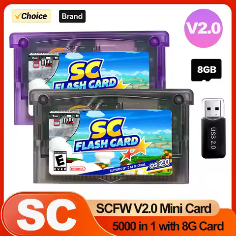 SC V2.0 GBA FlashCard 5000 in 1 Mini SC Card For GBA GBC GB NES Multiple Games With 8GB TF Card Adap