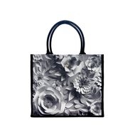 PASAYA Woven Art Bag x ROCK & FLOWER - R&F FLOWER B&W Size M (33x31x15 cm.)