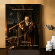 Galileo Galilei Scientist Wall Decoration Poster Painting Style MDF Material