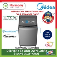 (FREE DELIVERY + INSTALL KL) MIDEA 10.5kg - 13kg Inverter Top Load Washer MA200W105D/ MA200W130D Was