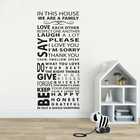 In This House Family Quote Wall Sticker Home Family Rules Vinyl Wall Decal Love Each Other Quote Wal