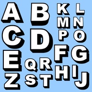 A-Z Letters White Black Edges 3D F.78 Iron-On Patch Easy To Iron Can Be Attached Any Fabric.