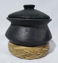 Filipino Black Palayok/ Clay Pot (8in x 8in x 5in) with stand