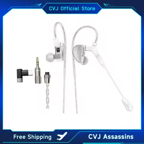 CVJ Assassin Silver in Ear Earphones 1BA+1DD+1Vibrate Game Mode HIFI Microphone Hybrid Tuning Switch