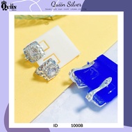 S925 Quiin Silver Earrings/Earrings - Milled square stud earrings for women 1000B