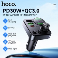 HOCO E86 Car Charger 48W PD30W Dual USB Port Fast Charging QC3.0 Car Bluetooth FM Transmitter LED Ca