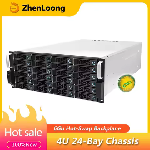 ZhenLoong 4u 24 Bay Expander Hot Swap HDDs SAS SATA 19" Inch Rack Server Chassis Storage Case with E