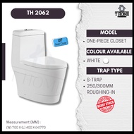 One Piece WC Toilet Bowl [TH-2062] S-Trap Wash Down Water Closet Mangkuk Tandas Duduk 12 Inch 300mm