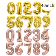 90CM, 40 Inches 0-9 Number Foil Balloon, Gold, Rose Gold, Rainbow & Silver Color
