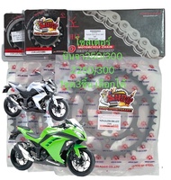 โซ่สเตอร์ นินจา250/300-Z250/300 520-14/15-41/42/43/44 หน้ามียาง-หลังสีดำหรือสีเงิน 1ชุด3ชิ้น SUN