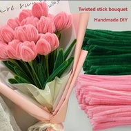 Children's hand-made diy color plush macaron twist stick bouquet tops root encryption material bag