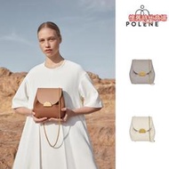法國polene鏈條女包荔枝牛皮拼接poleno時尚純色磁扣單肩包包