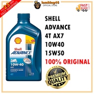 SHELL ADVANCE 4T AX7 10w40 15w50 ENGINE OIL MINYAK HITAM (100% ORIGINAL SHELL MALAYSIA) FREE KAIN SHELL SEKALI