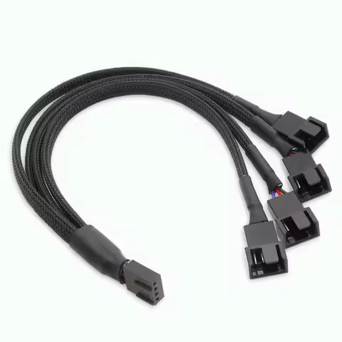 PWM 4pin Fan Sleeved Extension Splitter Hub Cables,Motherboard CPU 4 Pin To 3 Way 4Pin Cooler Or 3pi