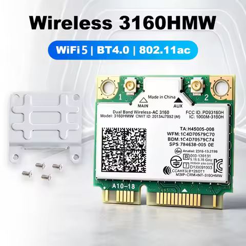 Wireless 3160HMW Mini PCIE WiFi Card BT4.0 WiFi 5 802.11AC AC3160 WiFi Adapter For laptop Win System