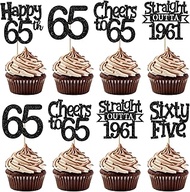 Pack of 30 65th Birthday Cupcake Toppers Glitter Straight Outta 1961 Cake Decoration Happy 65th Hell
