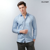 OLYMP  Level Five Shirt เสื้อเชิ้ตชาย สีฟ้า ผ้าเท็กเจอร์ ทรงพอดีตัว ยืดหยุ่นได้ดี รีดง่าย AUTU23